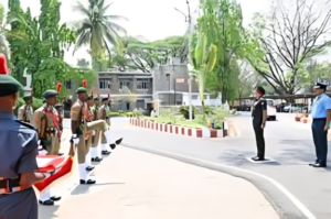 NCC Director General engaging with cadets during a field training session