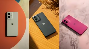 User holding the Moto G56 while gaming in landscape mode