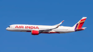 Air India Boeing 787‑8 Dreamliner on the runway at Hong Kong airport