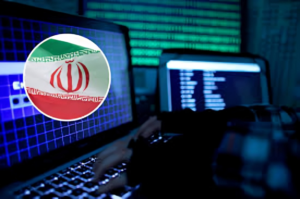 Visualization of a digital message marked “Fake” targeting Tehran
