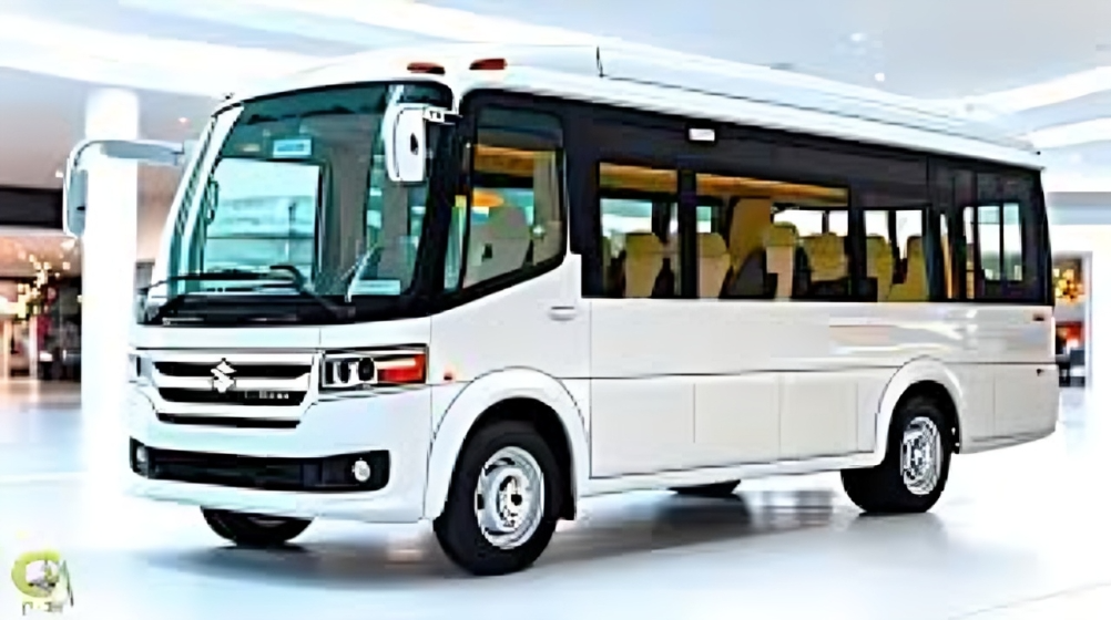 Front view of Maruti New Bus 2025 on highway