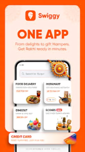 Swiggy app open on mobile with letter snippets visible