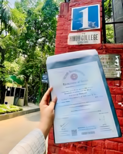Joyful student celebrating DU admission confirmation