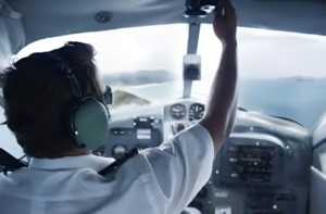 Examiner reviewing pilot performance
